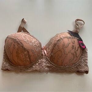 Sofra Lace Underwire Bra - Brown